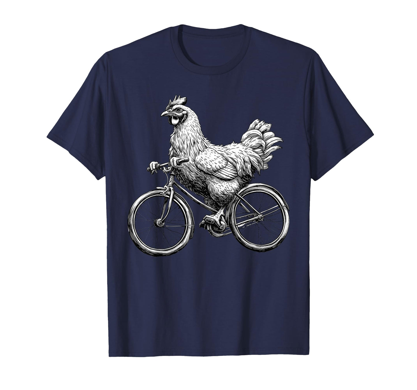 Funny Chicken Riding Bike Cyclist Cute Animal Lover Farm T-Shirt