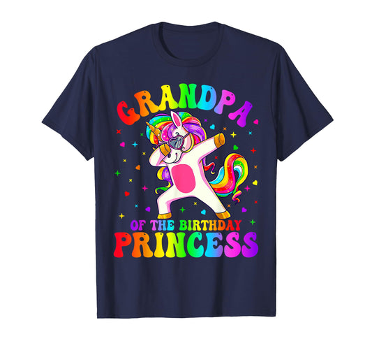 Grandpa of the Birthday Princess Girl Dabbing Unicorn Funny T-Shirt