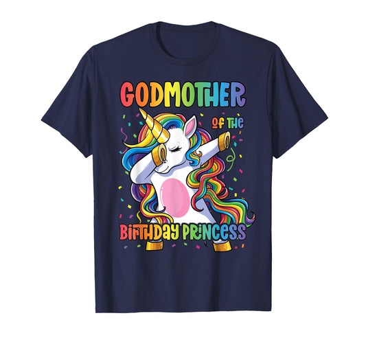 Godmother of the Birthday Princess Dabbing Unicorn Girl T-Shirt
