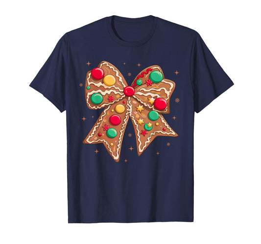 Christmas Gingerbread Coquette Bow Cookie Baking Women Girls T-Shirt