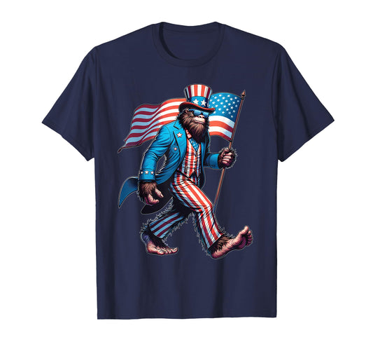 Bigfoot Sasquatch 4th Of July Shirts Patriotic American Flag T-Shirt