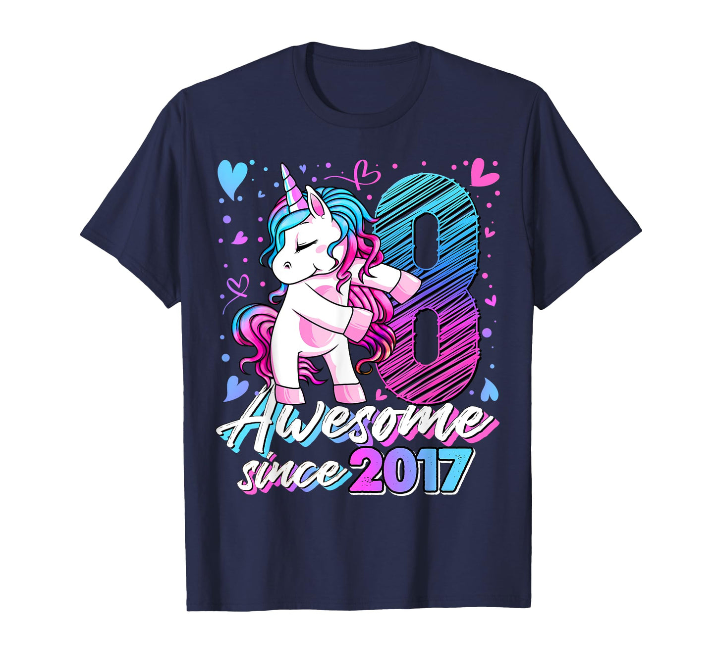 8 Year Old Unicorn Gifts For Girls 8th Birthday Girl Party T-Shirt