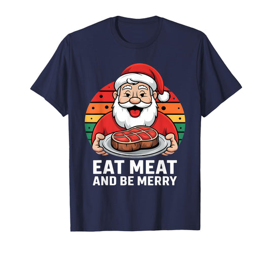 Funny Father Christmas Xmas Butcher Meat Steak Party Costume T-Shirt