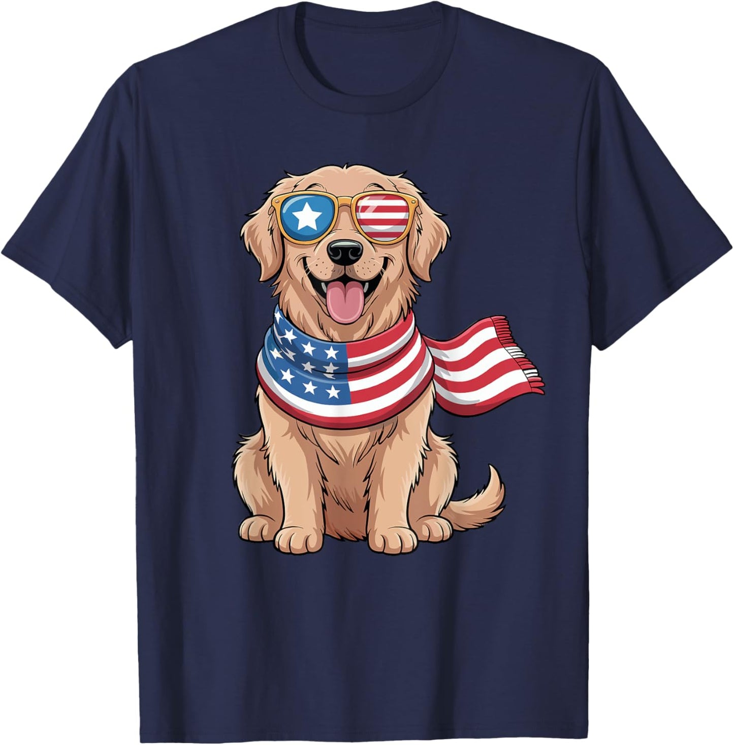 Patriotic Golden Retriever Dog American Flag 4Th Of July T-Shirt