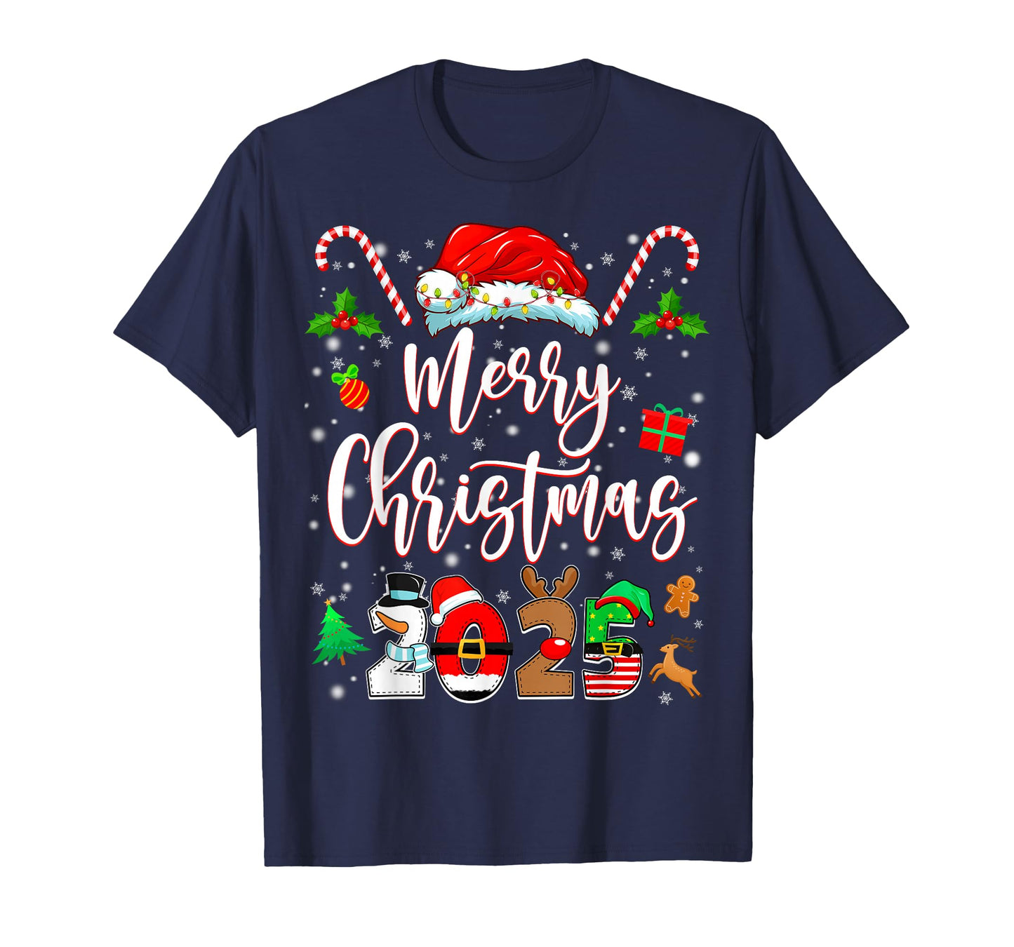Merry Christmas 2025 Family Matching Pajamas Xmas Men Women T-Shirt