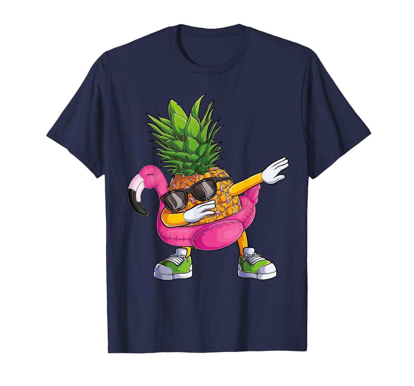 Dabbing Pineapple Flamingo Tropical aloha Beach Hawaiian T-Shirt