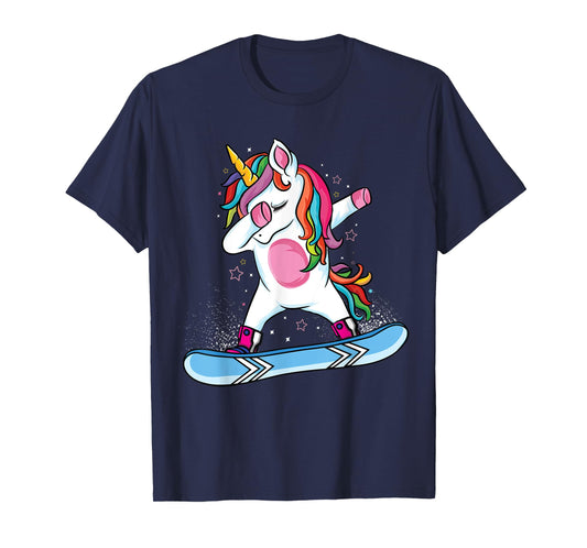 Cute unicorn Snowboarding Skiing Dabbing unicorn Snowboard T-Shirt