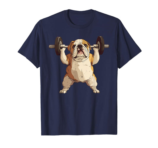 English Bulldog Dog Powerlifting Weightlifting Gym Workout T-Shirt