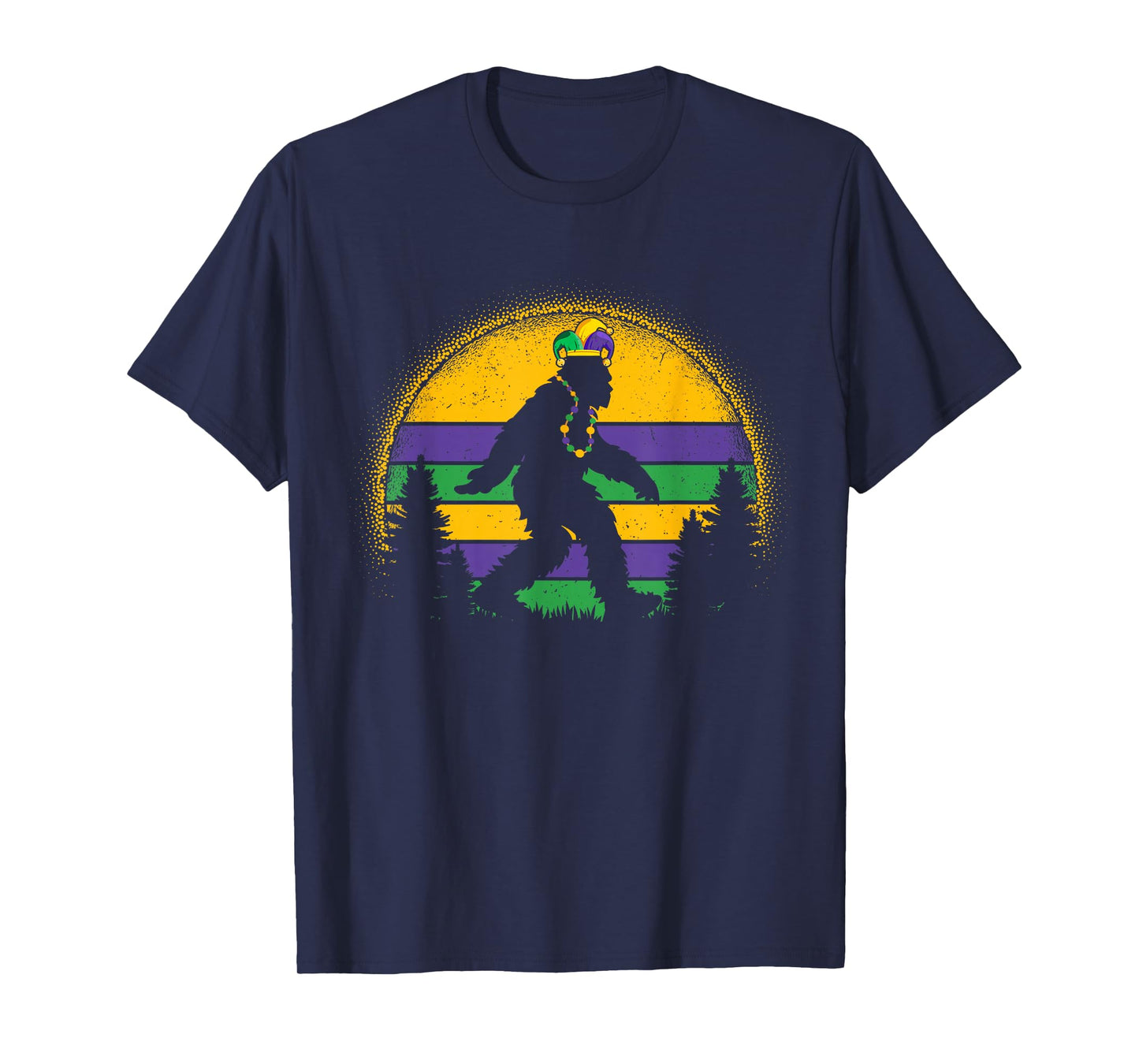 Mardi Gras Bigfoot Funny Kids Men Sasquatch Mardi Gras T-Shirt