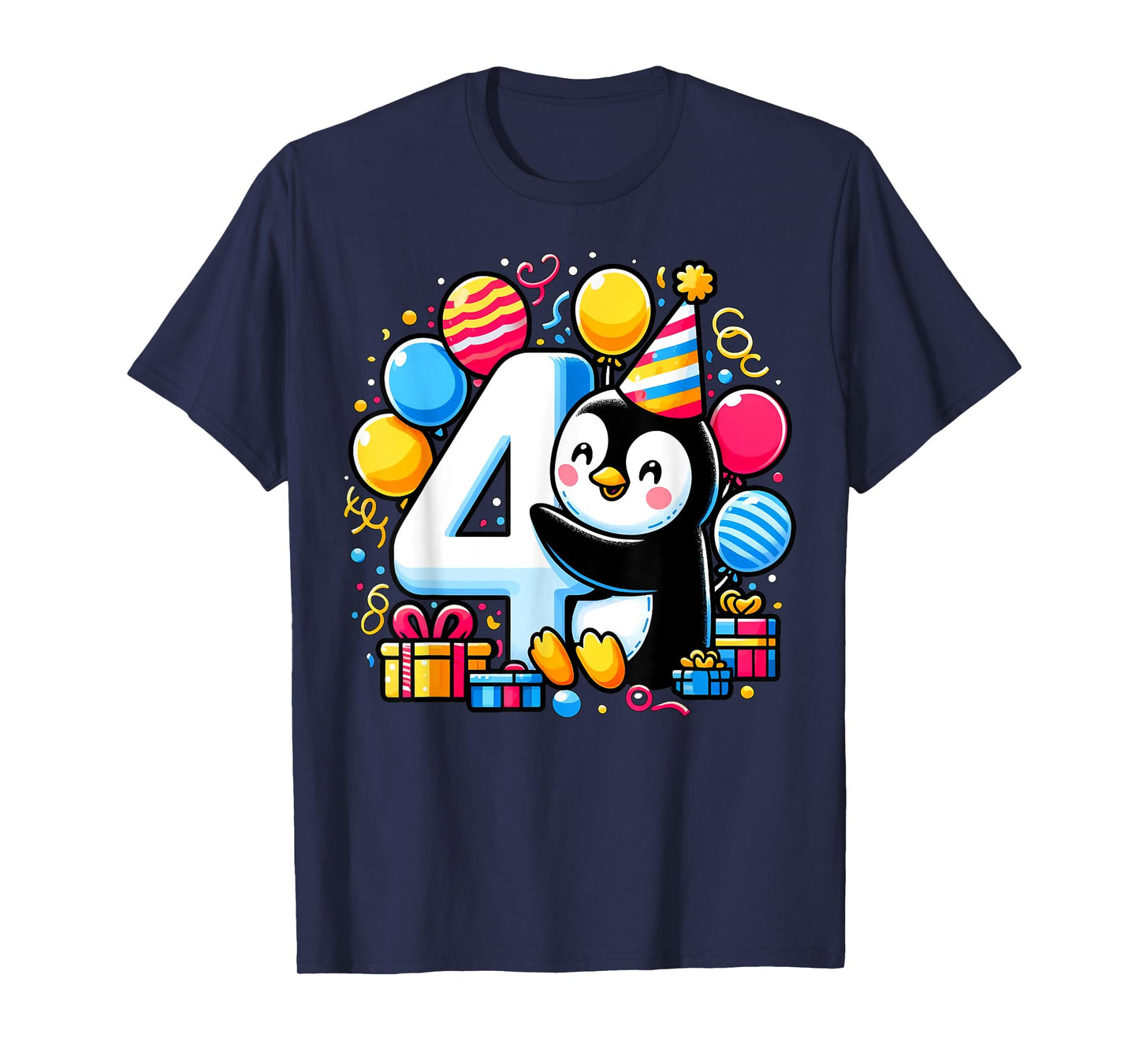 Penguin 4th birthday boy girl 4 year old fourth four Penguin T-Shirt