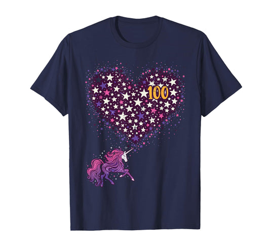100 Days Of School Unicorn Stars 100th Day Women Girls Kids T-Shirt