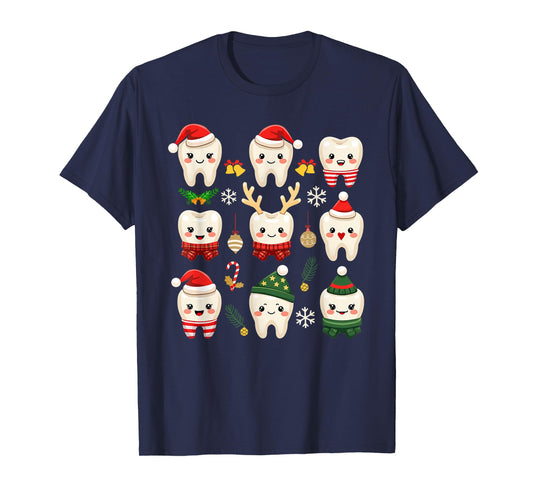 Funny Dental Christmas Teeth Cute Xmas Dentist Squad Crew T-Shirt