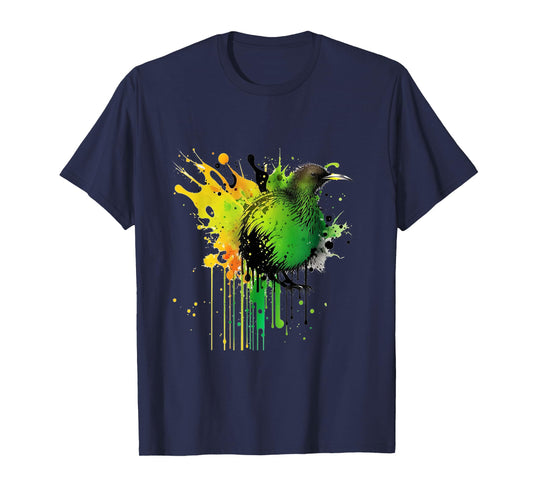 Abstract Water Color New Zealand National Bird Kiwi Bird T-Shirt