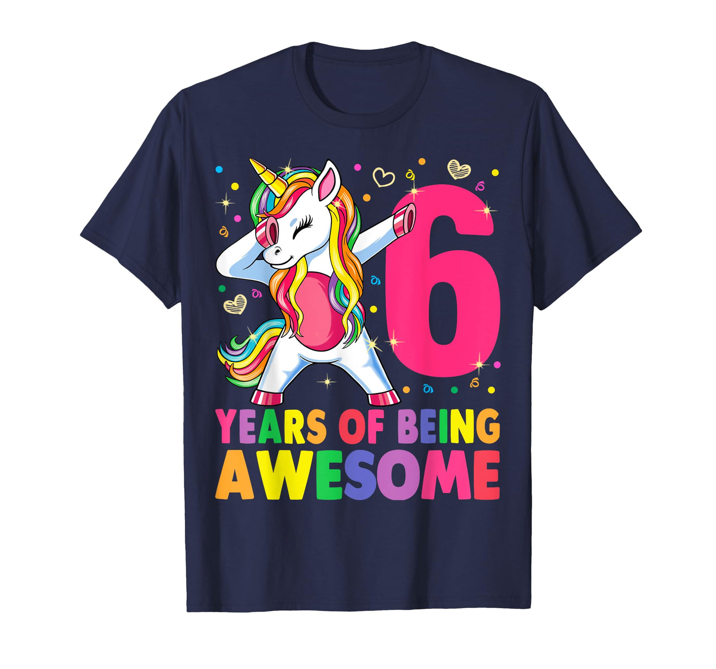 6 Years Old Unicorn Dabbing 6th Birthday Girl Unicorn Party T-Shirt