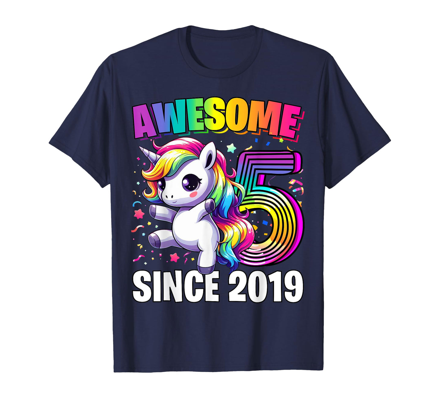 Unicorn 5th Birthday 5 Year Old Unicorn Party Girls Outfit T-Shirt