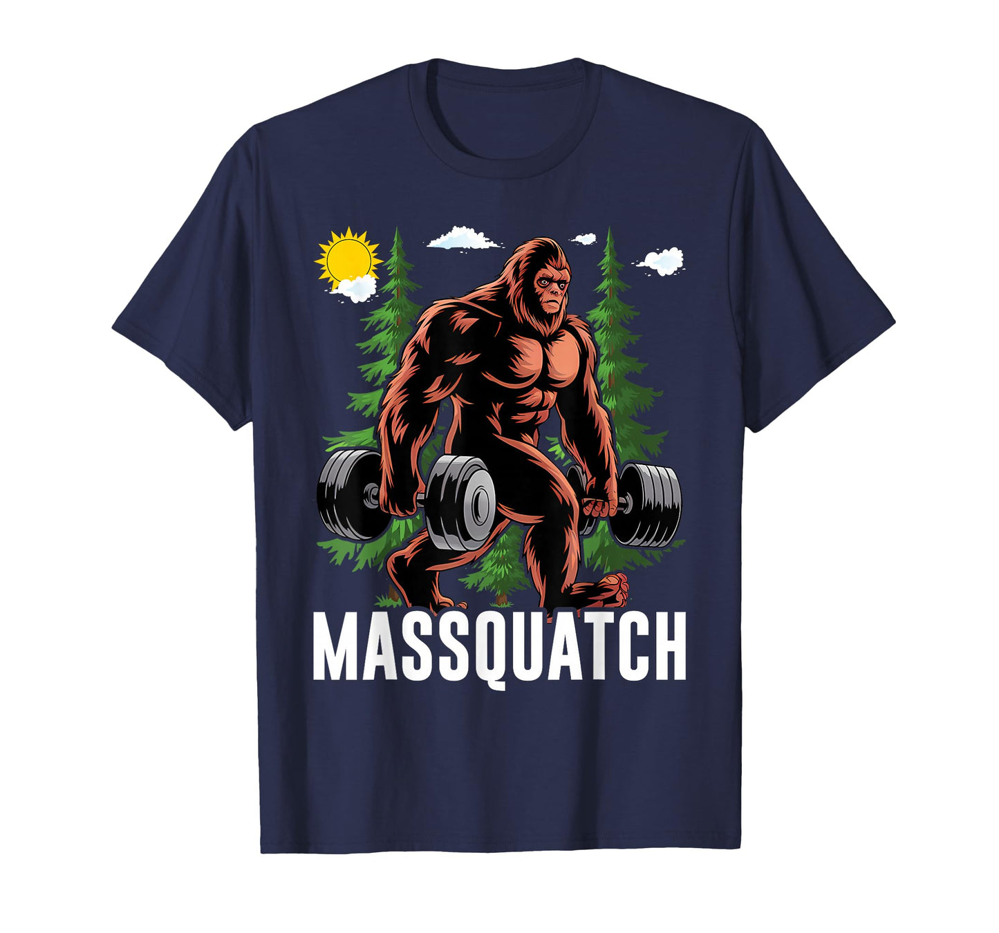 Bigfoot Massquatch Funny Sasquatch Workout Gym Weightlifter T-Shirt