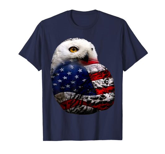 Owl flag outfit owl lovers bird lovers 4th of July T-Shirt