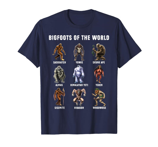 Cryptozoology Cryptid Fantasy Creatures Clothing Bigfoots Of The World Cryptozoology Cryptid Creature Unisex-Adults T-Shirt Black Small