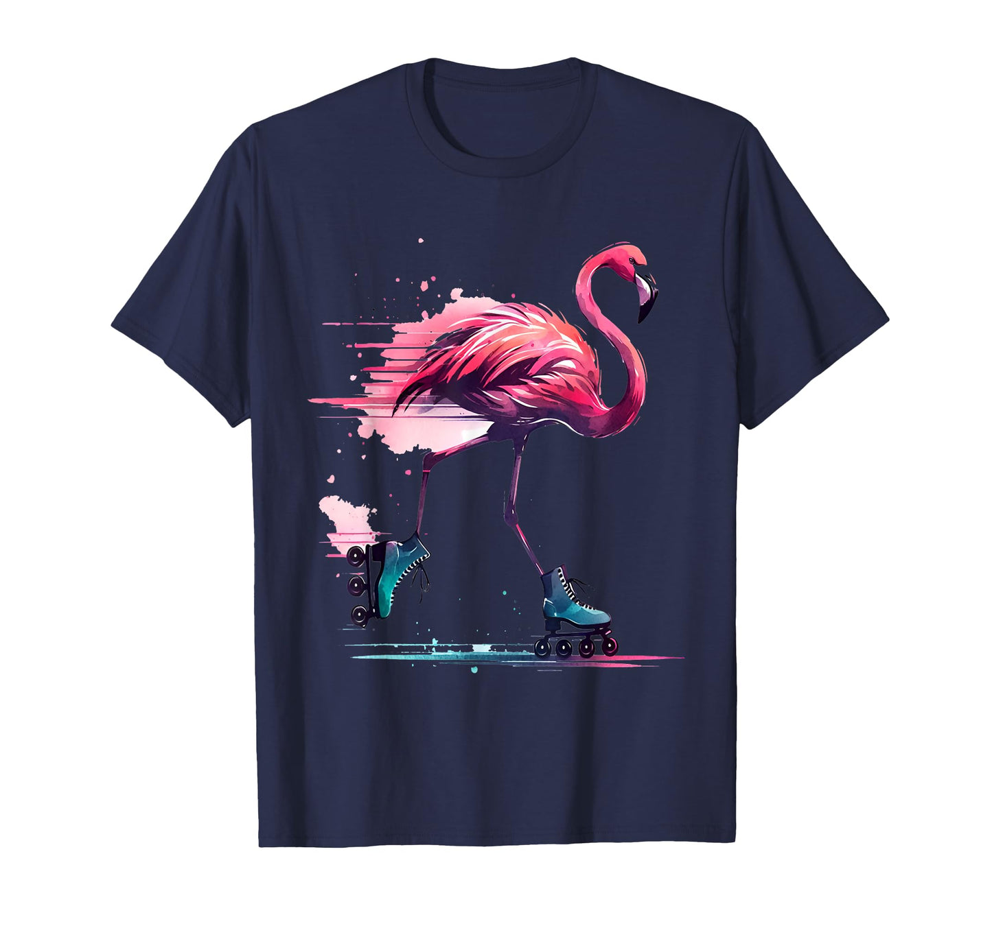 Funny Flamingo Roller Skating Cool Design Flamingo T-Shirt