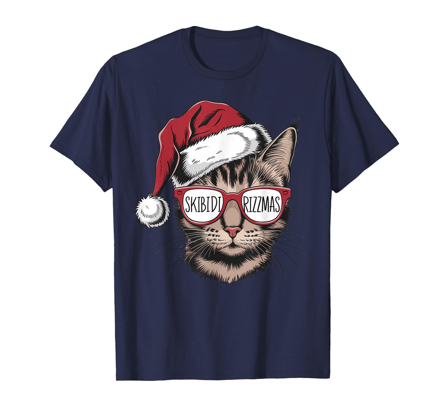 Cat Sunglasses Skibidi Rizzmas Christmas Rizz Santa Claus Men Women Kids T-Shirt