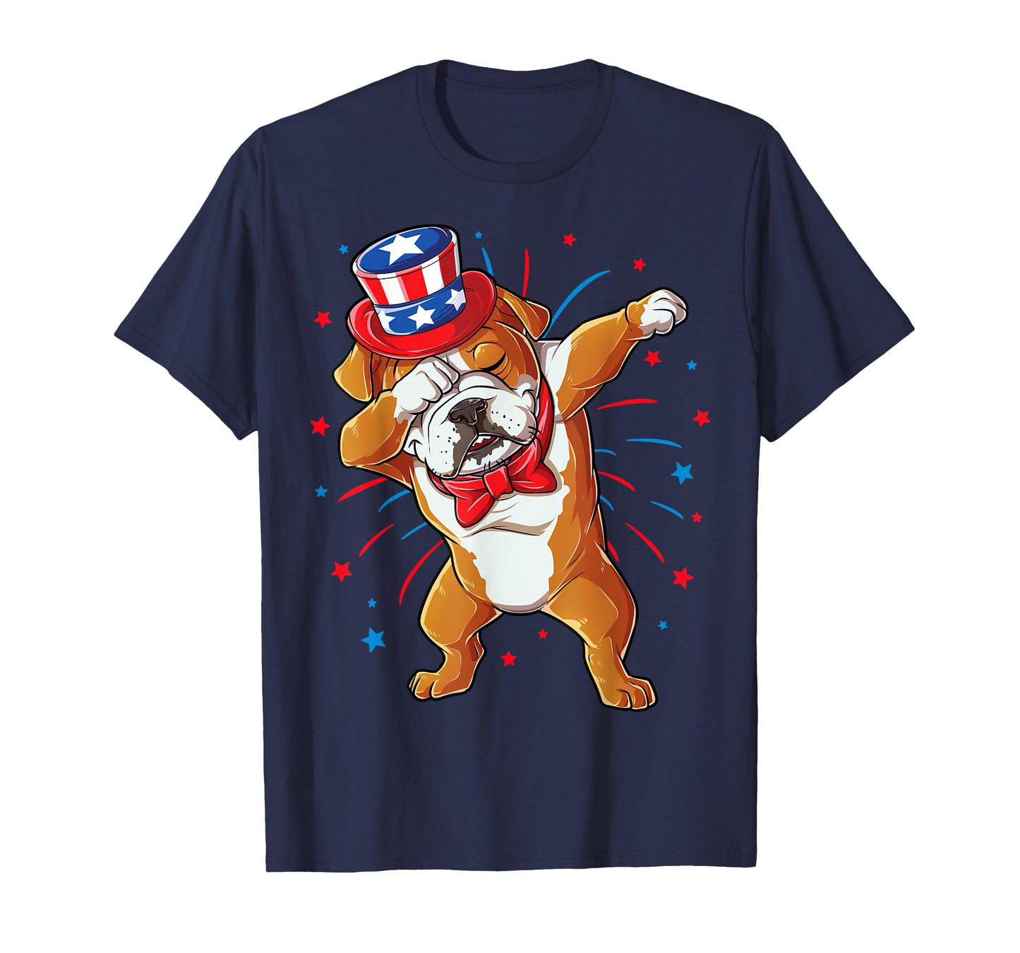 Dabbing English Bulldog 4th of July T shirt Men USA Flag T-Shirt