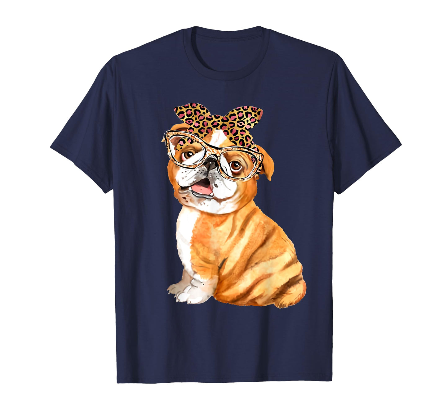 English Bulldog, Dog Dad Mom Gifts, Nerdy Glasses Bulldog Men Women Girls Kids T-Shirt