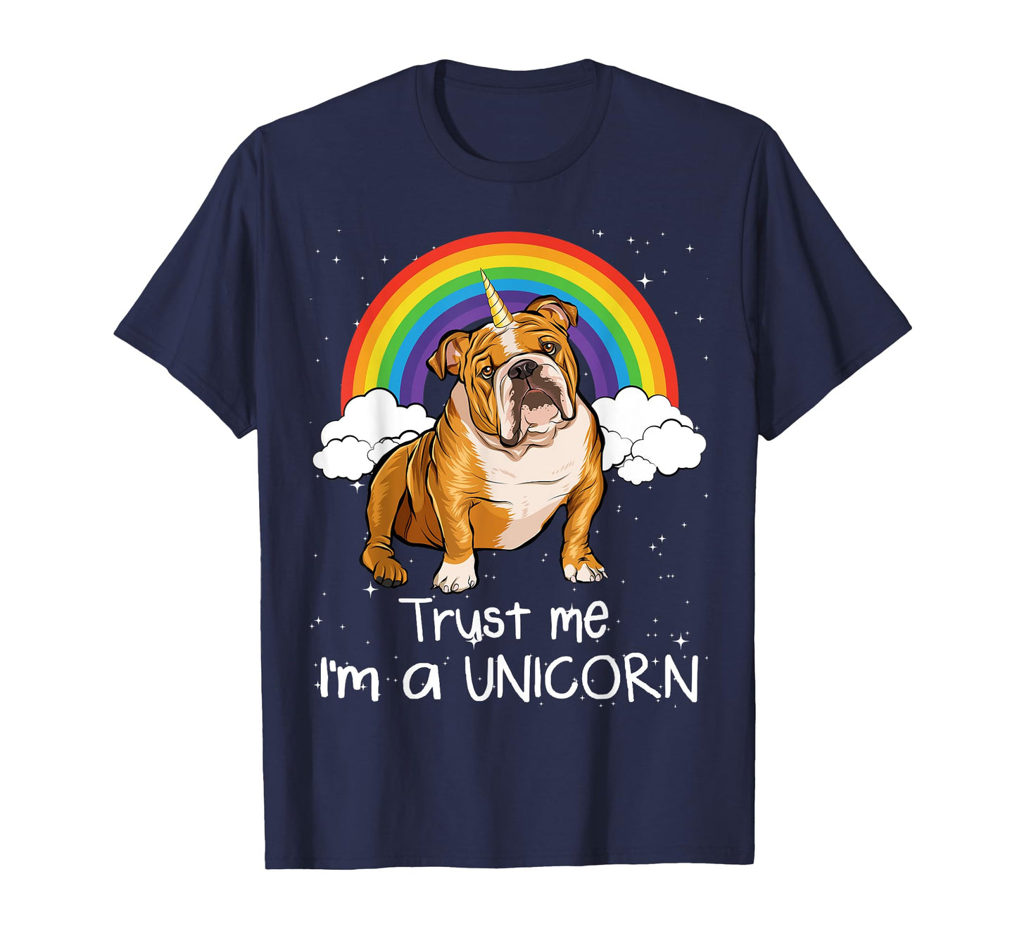 Rainbow Mágico Unicorn English Bulldog T-Shirt for Men Women