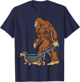 Bigfoot Dachshund Dog Walk Funny Sasquatch Lovers Men Women T-Shirt