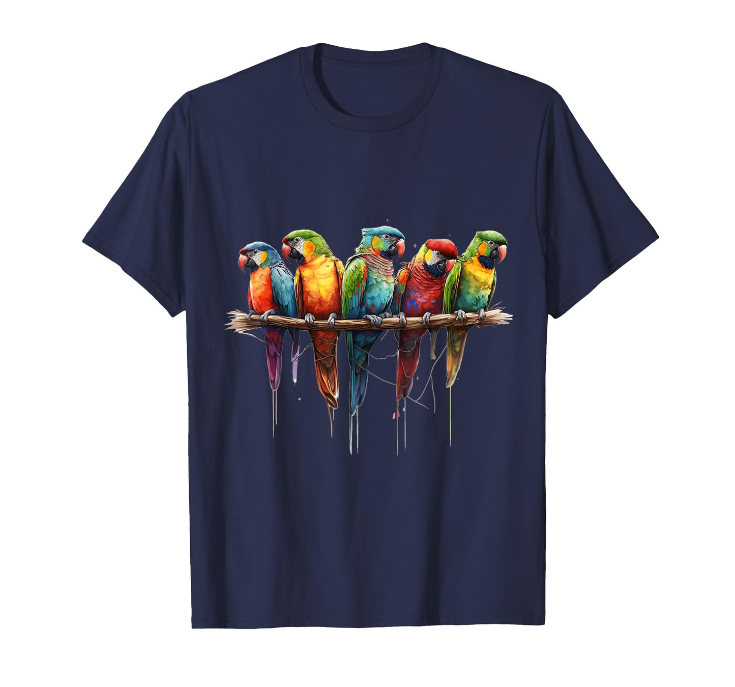 Parrots Watercolour Exotic Tropical Bird Nature Colourful T-Shirt