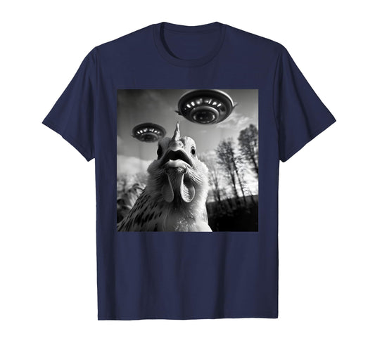 Chicken Alien UFO Funny Graphic Tee For Men Women T-Shirt