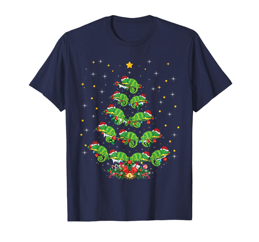 Chameleon Animal Lover Xmas Gift Chameleon Christmas Tree T-Shirt