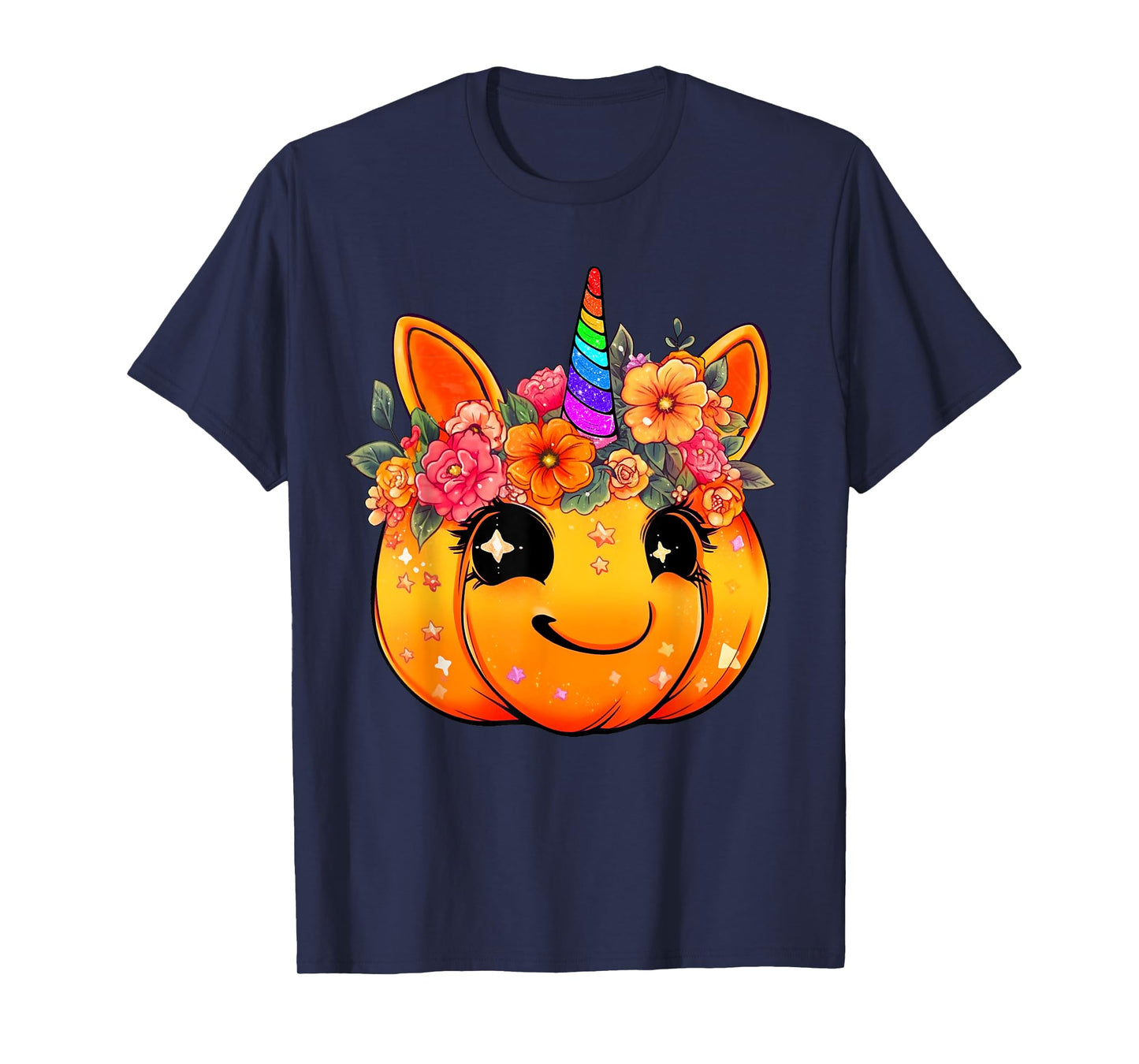 Cute Unicorn Pumpkin Halloween Thanksgiving Fall Autumn Girl T-Shirt