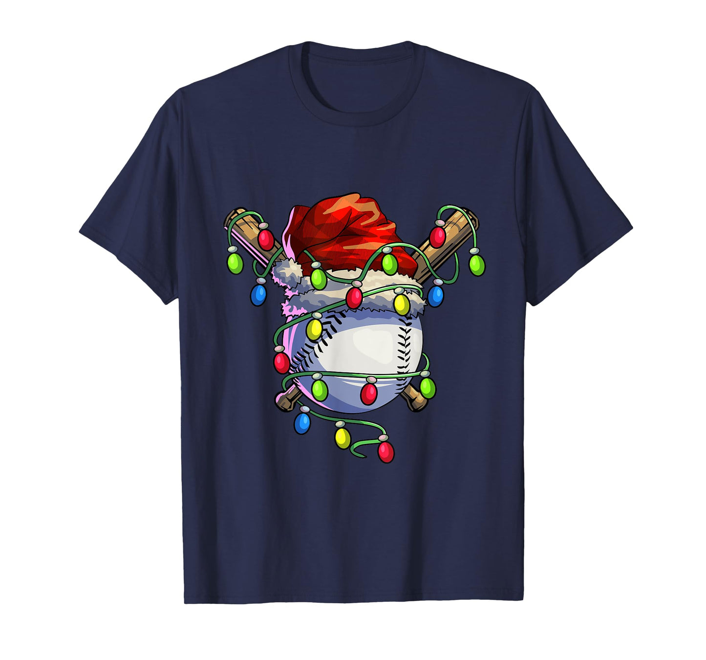 Christmas Baseball Xmas Christmas Lights Baseball Player T-Shirt