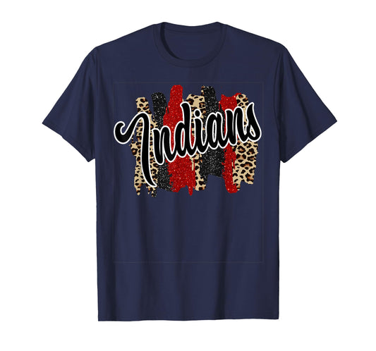 Indians Swash Red Black School Spirit T-Shirt