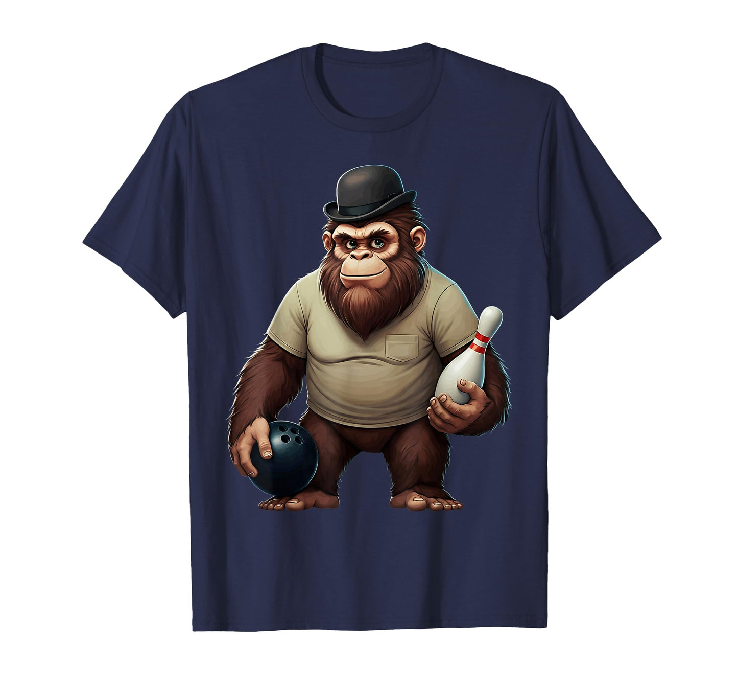 Vintage Cool Bowler Bigfoot Sasquatch Yeti Bowling Ball Pin T-Shirt