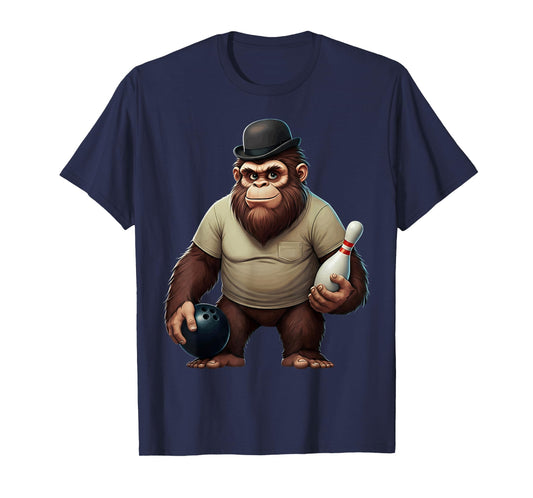 Vintage Cool Bowler Bigfoot Sasquatch Yeti Bowling Ball Pin T-Shirt