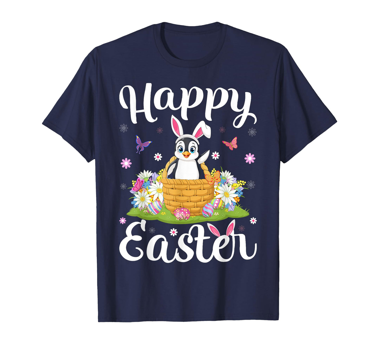 Penguin Happy Easter Egg Hunt Bunny Ear Penguin Easter T-Shirt