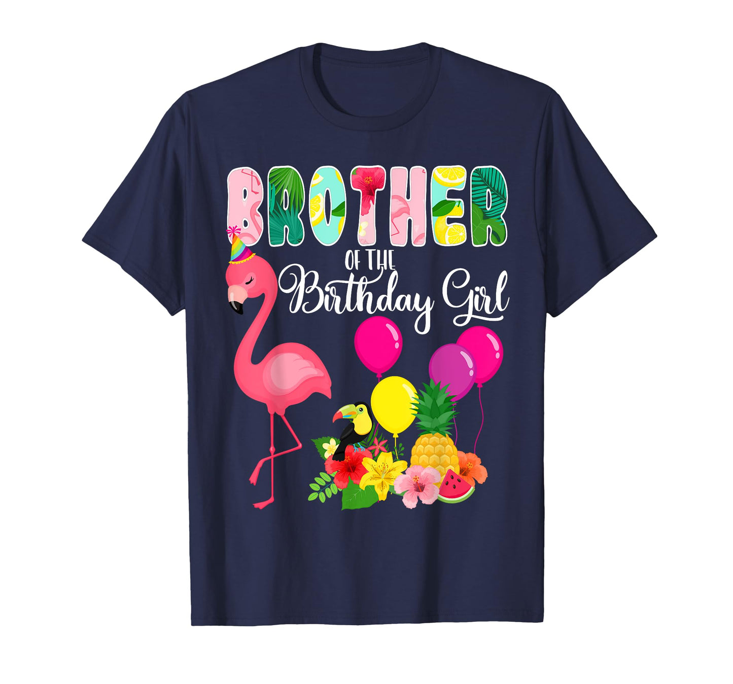 Flamingo Birthday Brother Of The Birthday Girl Flamingo Bday T-Shirt