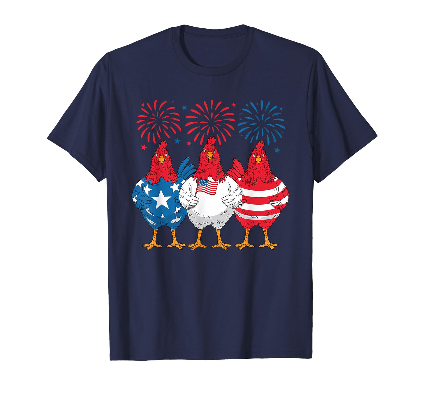 Patriotic Chicken Fireworks 4th of July USA Pride T-Shirt