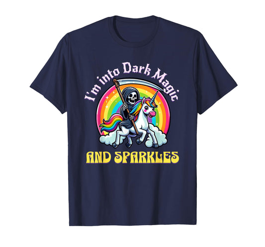 Dark Magic and Sparkles, Grim Reaper, Unicorn and Rainbow T-Shirt