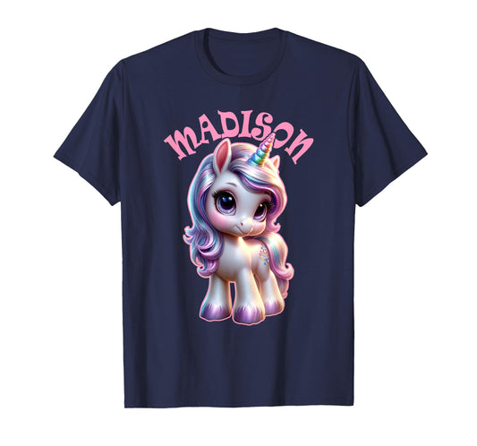 Madison Cute Unicorn Design for Girls Name Madison T-Shirt