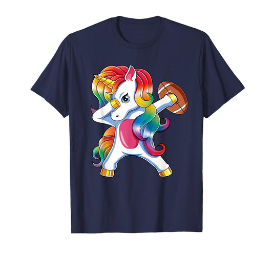Dabbing Unicorn Funny Football For Girls Women T-Shirt