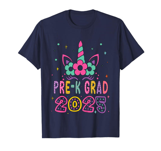 Kids Pre-K Grad Preschool Graduation 2025 Unicorn Toddler Girl T-Shirt