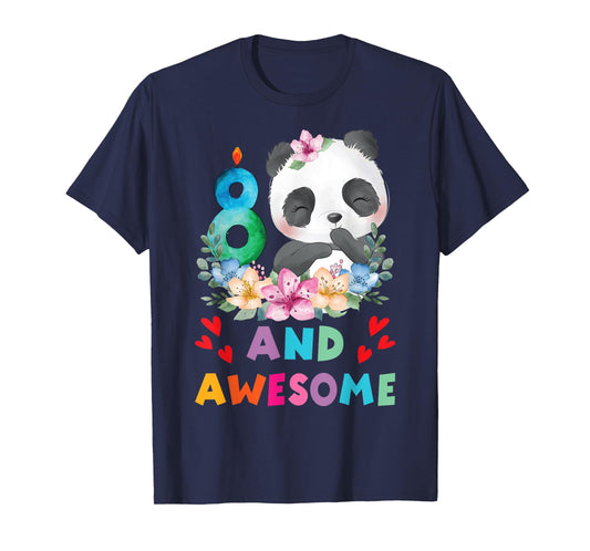 8 Years Old 8th Birthday Panda Unicorn Girl Party Gift T-Shirt