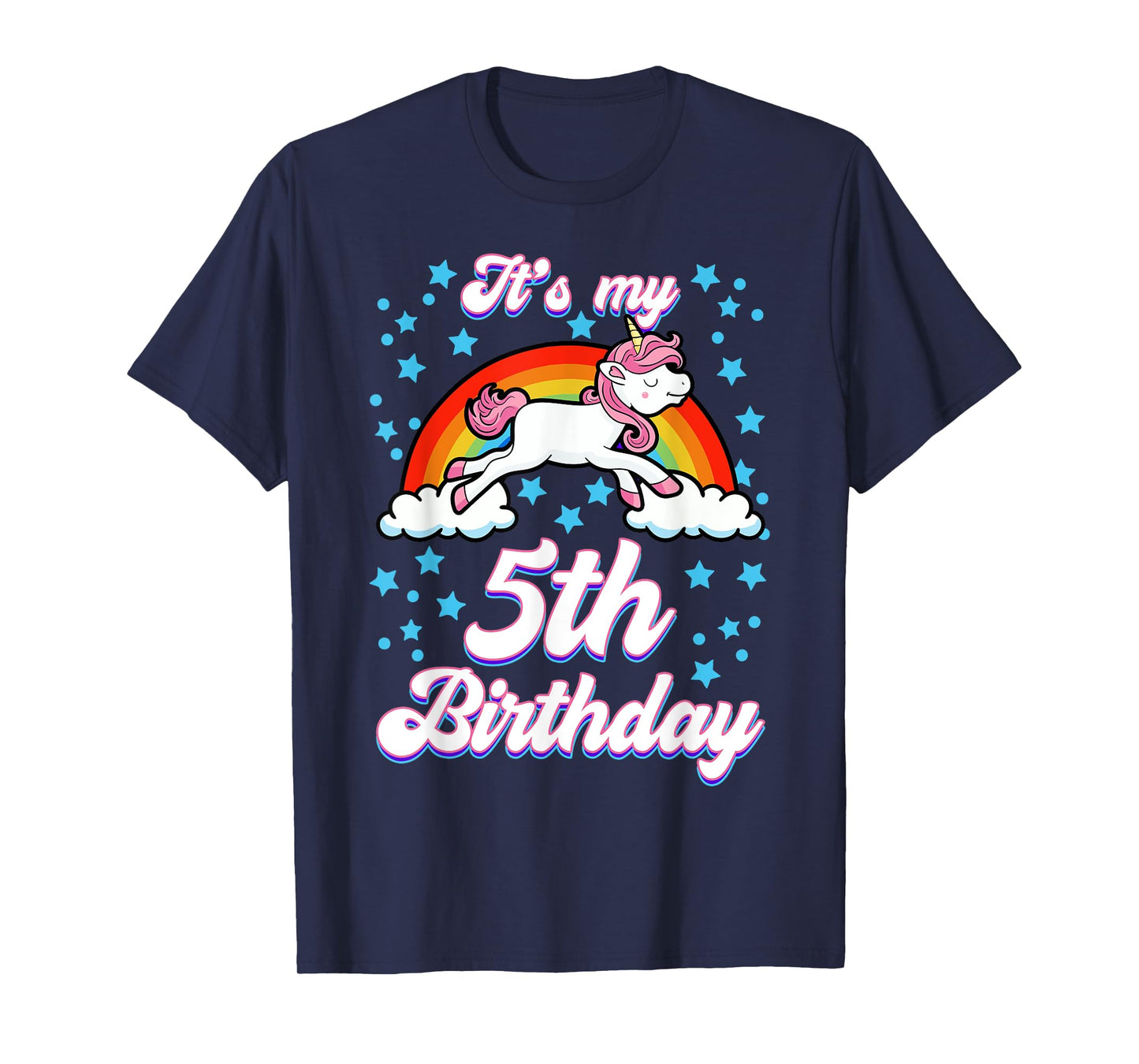 It's My 5th Birthday Unicorn Rainbow Bday Theme Party T-Shirt