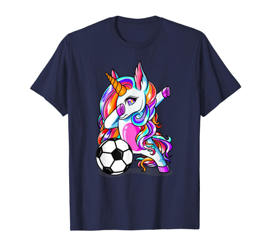 Dabbing Unicorn Football Funny Sport Soccer Lover Girl Gifts T-Shirt