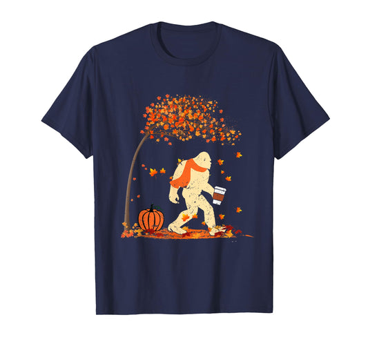 Ph Vintage Bigfoot Pumpkin Spice Costume Fall Tree Leaves T-Shirt