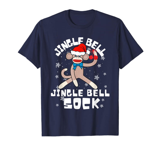 Jingle Bell Jingle Bell Sock Funny Sock Monkey Christmas T-Shirt