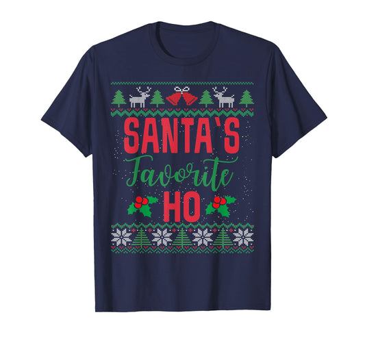 Funny Christmas Santa's Favorite Ho Ugly Christmas Sweaters T-Shirt
