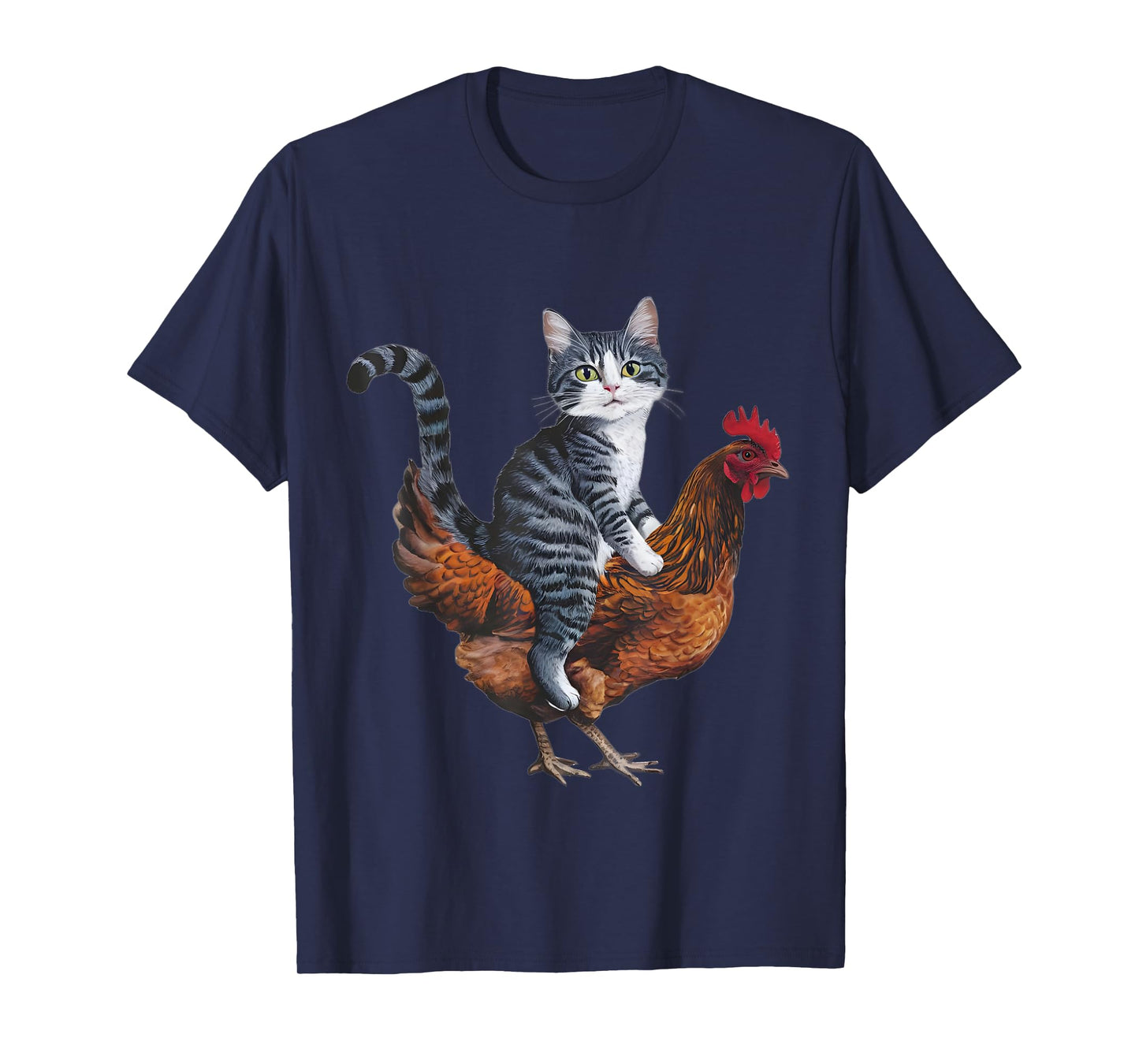 Funny Cat on a Chicken Lover T-Shirt for Men Women Kids